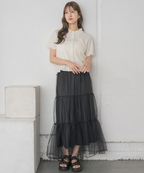 RETRO GIRL（レトロガール）の「カットジャガードカーデ（カーディガン/ボレロ・レディース・ブラック/ブルー/ピンク/ナチュラル・FREE）」の11枚目の写真