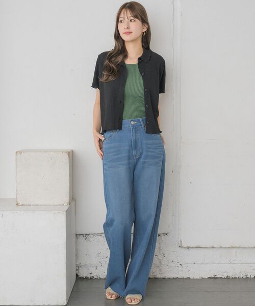 RETRO GIRL（レトロガール）の「カットジャガードカーデ（カーディガン/ボレロ・レディース・ブラック/ブルー/ピンク/ナチュラル・FREE）」の19枚目の写真