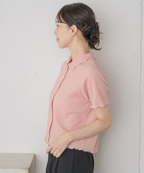 RETRO GIRL（レトロガール）の「カットジャガードカーデ（カーディガン/ボレロ・レディース・ブラック/ブルー/ピンク/ナチュラル・FREE）」の6枚目の写真