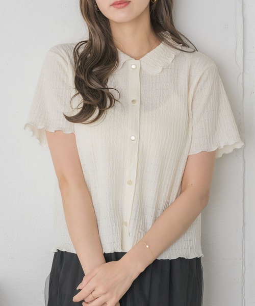 RETRO GIRL（レトロガール）の「カットジャガードカーデ（カーディガン/ボレロ・レディース・ブラック/ブルー/ピンク/ナチュラル・FREE）」の3枚目の写真