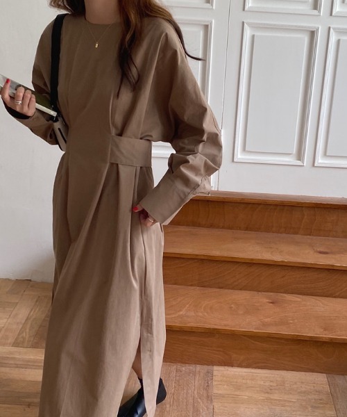 【セール】2024AW新作 サイドベルトスリットボリュウーム袖ワンピース（ワンピース）｜Gs（ジーエス）
