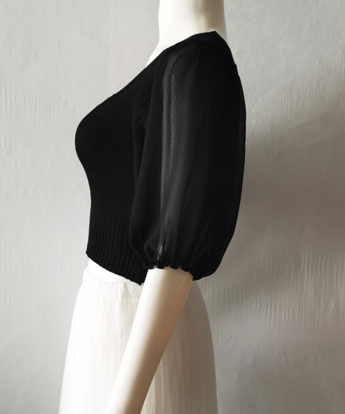 Miniministore(ミニミニストア)の「異素材切替ニットトップス シャツブラウス(シャツ/ブラウス・レディース・ブラック/ホワイト/オレンジ/イエロー・FREE)」の17枚目の写真