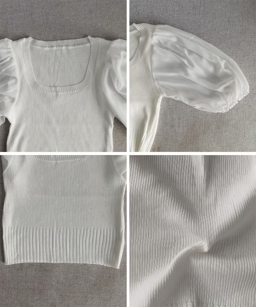 Miniministore(ミニミニストア)の「異素材切替ニットトップス シャツブラウス(シャツ/ブラウス・レディース・ブラック/ホワイト/オレンジ/イエロー・FREE)」の20枚目の写真