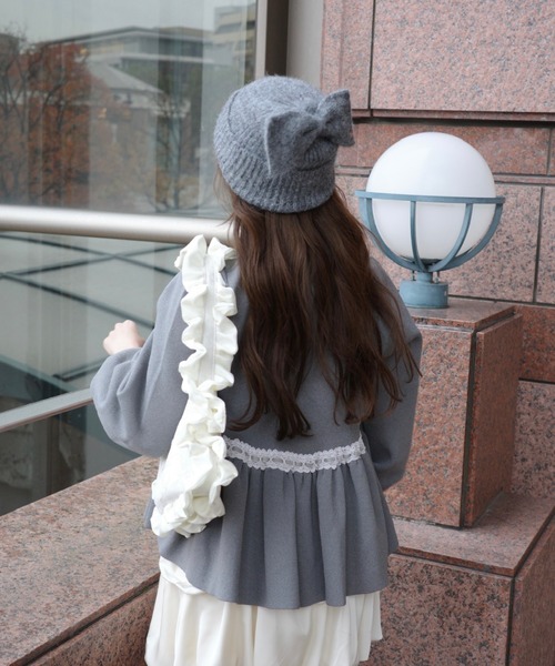 velours ribbon peplum cardigan / リボンペプラムカーディガン