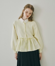 idem（イデム）の「velours ribbon peplum cardigan / リボンペプラムカーディガン（カーディガン/ボレロ）」