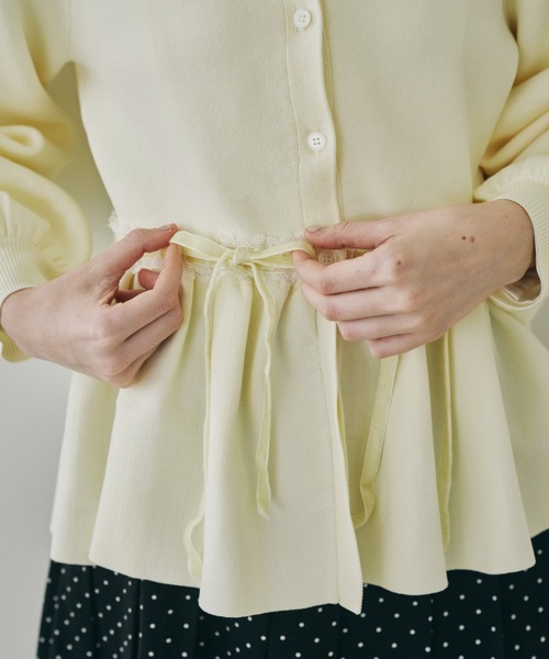 velours ribbon peplum cardigan / リボンペプラムカーディガン