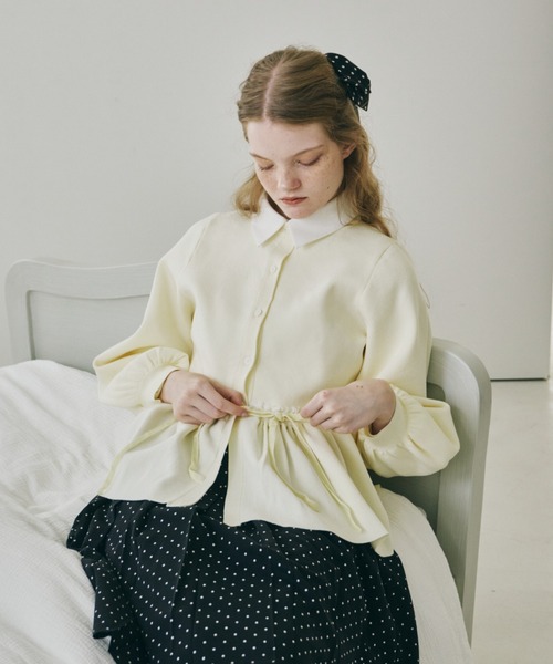 velours ribbon peplum cardigan / リボンペプラムカーディガン