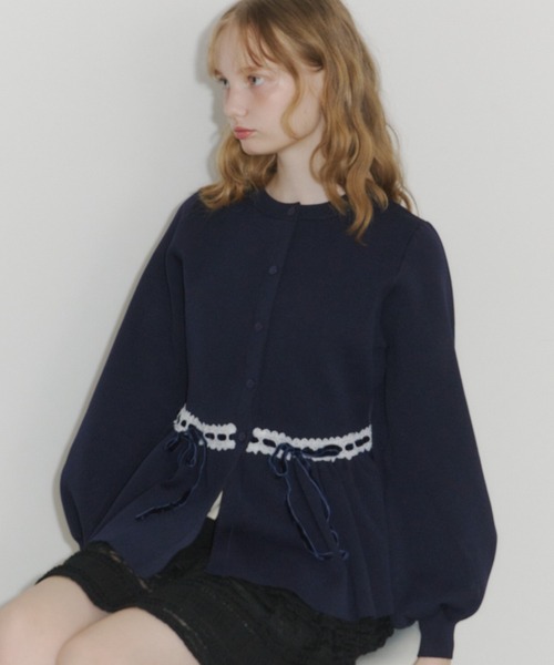 velours ribbon peplum cardigan / リボンペプラムカーディガン