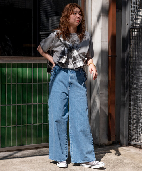 FREAK'S STORE(フリークスストア)の「SOMETHING × FREAK'S STORE/サムシング 別注 サイドレースアップリボンデニム/ワイドデニム(デニムパンツ・レディース・ネイビー/ブラック/ブルー・SMALL/MEDIUM)」の6枚目の写真