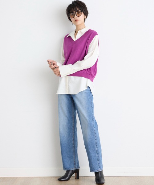 INED CLARO（イネドクラロ）の「クロップドニットベスト（ニット/セーター・レディース・エメラルドブルー/ブラウン/ネイビー/パープル・フリー）」の9枚目の写真