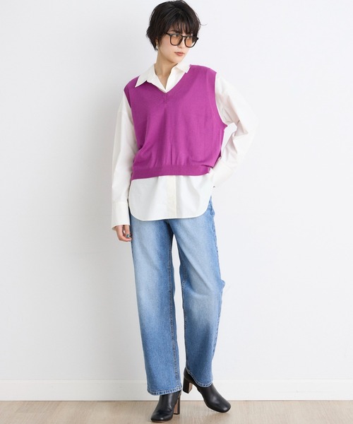 INED CLARO（イネドクラロ）の「クロップドニットベスト（ニット/セーター・レディース・エメラルドブルー/ブラウン/ネイビー/パープル・フリー）」の11枚目の写真