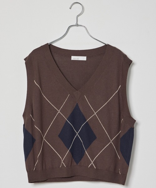 INED CLARO（イネドクラロ）の「クロップドニットベスト（ニット/セーター・レディース・エメラルドブルー/ブラウン/ネイビー/パープル・フリー）」の18枚目の写真