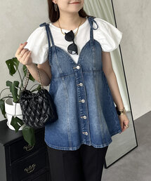 prose verse | 肩リボンフロントボタンデニムペプラムビスチェ(キャミソール)