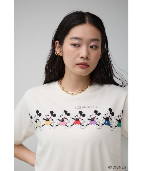 AZUL by moussy(アズールバイマウジー)の「JM ミッキーTシャツ(Tシャツ/カットソー・レディース・オフホワイト/チャコールグレー・FREE)」の3枚目の写真