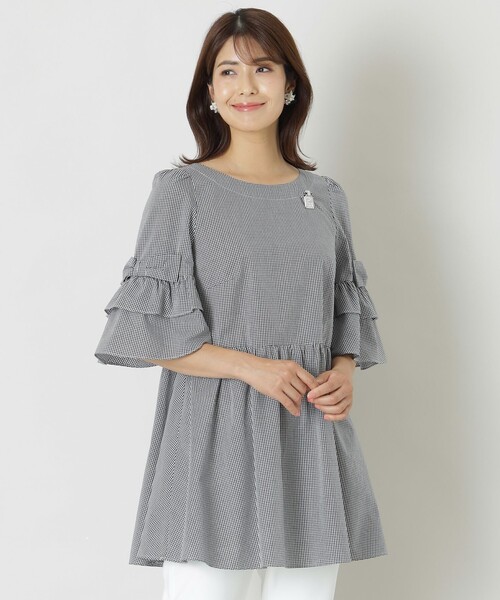 TO BE CHIC（トゥー ビー シック）の「【L】フラワーサテンチュニック 