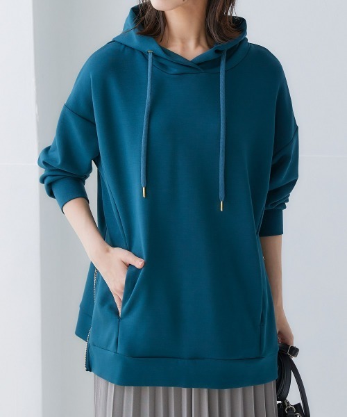 nissen(ニッセン)の「なめらかポンチ素材 サイドジップパーカー(パーカー・レディース・ブラック/モカ/グレイッシュブルー/グリーン系/チャコールグレー/グレイッシュベージュ・S/M/L/LL)」の5枚目の写真