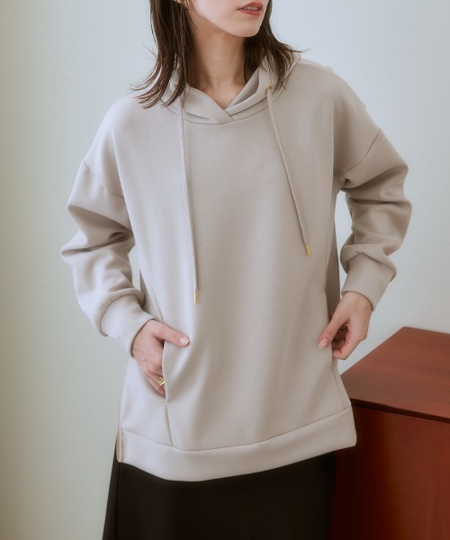 nissen(ニッセン)の「なめらかポンチ素材 サイドジップパーカー(パーカー・レディース・ブラック/モカ/グレイッシュブルー/グリーン系/チャコールグレー/グレイッシュベージュ・S/M/L/LL)」の18枚目の写真