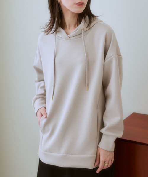 nissen(ニッセン)の「なめらかポンチ素材 サイドジップパーカー(パーカー・レディース・ブラック/モカ/グレイッシュブルー/グリーン系/チャコールグレー/グレイッシュベージュ・S/M/L/LL)」の20枚目の写真