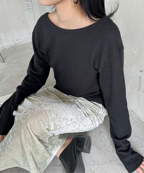 feepur(フェピュール)の「2wayワッフルロンTee(Tシャツ/カットソー・レディース・チャコールグレー/オフホワイト/ブラック/イエロー・MEDIUM)」の8枚目の写真