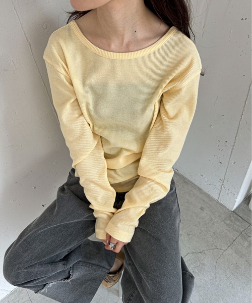 feepur(フェピュール)の「2wayワッフルロンTee(Tシャツ/カットソー・レディース・チャコールグレー/オフホワイト/ブラック/イエロー・MEDIUM)」の11枚目の写真