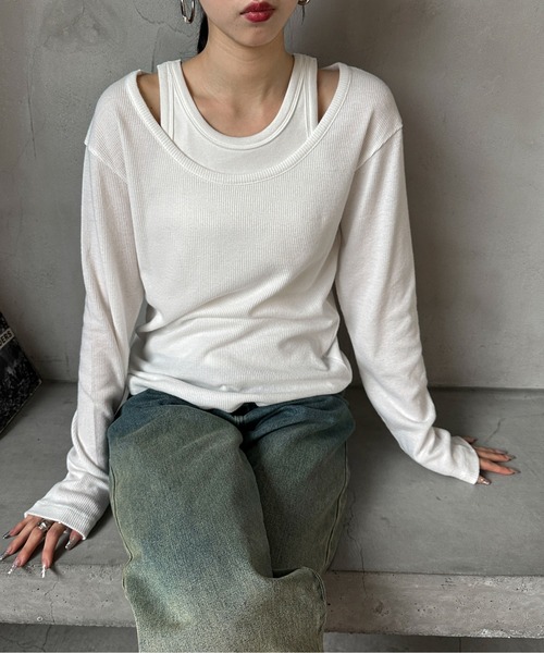 feepur(フェピュール)の「2wayワッフルロンTee(Tシャツ/カットソー・レディース・チャコールグレー/オフホワイト/ブラック/イエロー・MEDIUM)」の17枚目の写真