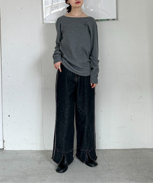 feepur(フェピュール)の「2wayワッフルロンTee(Tシャツ/カットソー・レディース・チャコールグレー/オフホワイト/ブラック/イエロー・MEDIUM)」の20枚目の写真