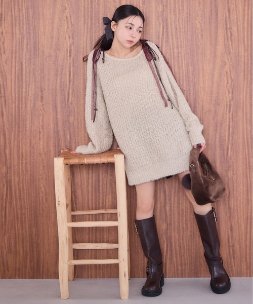 one after another NICE CLAUP（ワンアフターアナザーナイスクラップ）の「フェイクファーミニバッグ（ハンドバッグ・レディース・ブラウン/ピンク/アイボリー・FREE）」の6枚目の写真