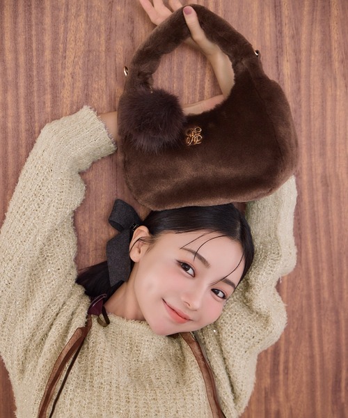 one after another NICE CLAUP（ワンアフターアナザーナイスクラップ）の「フェイクファーミニバッグ（ハンドバッグ・レディース・ブラウン/ピンク/アイボリー・FREE）」の16枚目の写真