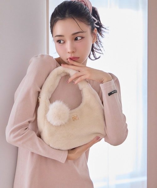 one after another NICE CLAUP（ワンアフターアナザーナイスクラップ）の「フェイクファーミニバッグ（ハンドバッグ・レディース・ブラウン/ピンク/アイボリー・FREE）」の10枚目の写真