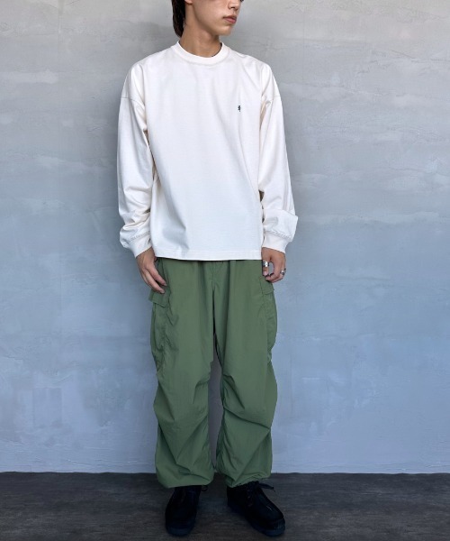 GYMPHLEX/ジムフレックス] ワンポイント刺繍ロゴ クルーネックロンT（T