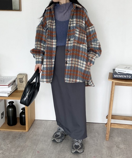 reca（レカ）の「オーバーサイズチェックシャツジャケット（その他アウター・レディース・オレンジ/ブラウン・M）」の4枚目の写真