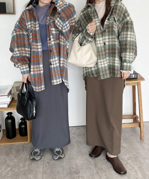 reca（レカ）の「オーバーサイズチェックシャツジャケット（その他アウター・レディース・オレンジ/ブラウン・M）」の6枚目の写真