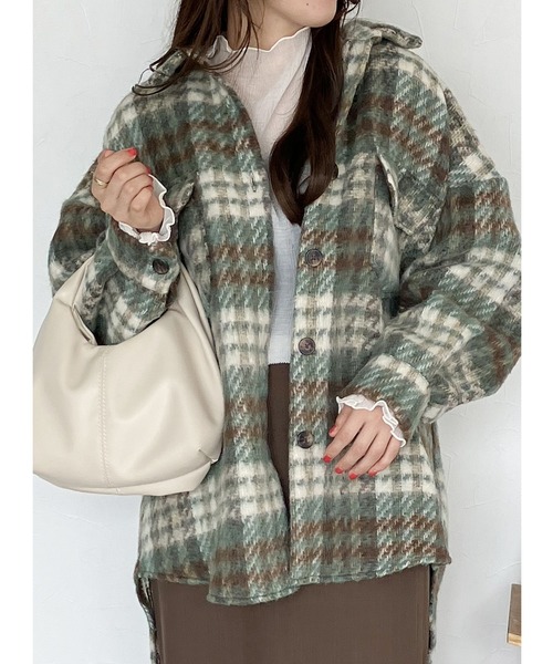 reca（レカ）の「オーバーサイズチェックシャツジャケット（その他アウター・レディース・オレンジ/ブラウン・M）」の9枚目の写真