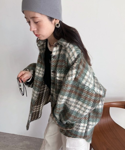 オーバーサイズチェックシャツジャケット（その他アウター）｜reca