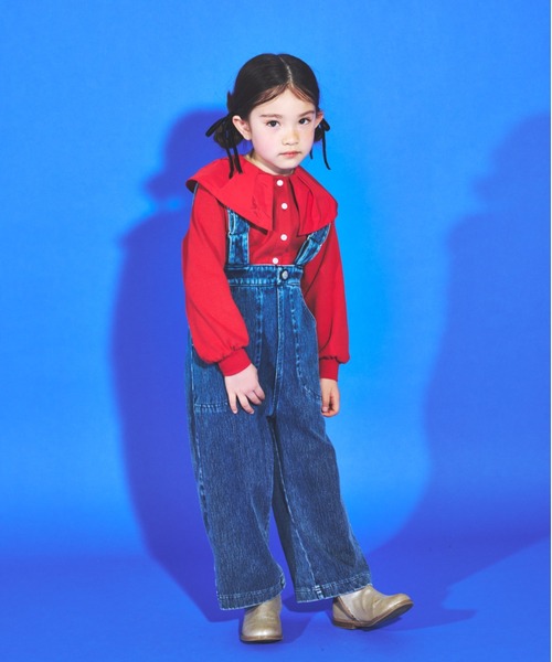 【セール】ニットデニムサロペットパンツ（サロペット/オーバーオール）｜maarook（マルーク）