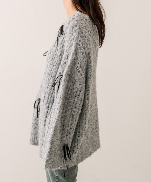 OLIVE des OLIVE（オリーブデオリーブ）の「リボンリボンニットチュニック（ニット/セーター・レディース・オフホワイト/グレー/ピンク・FREE）」の10枚目の写真