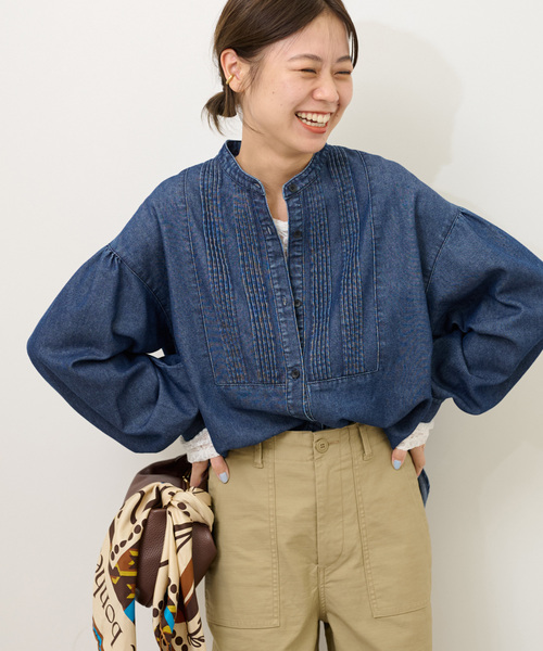 極美品✨24AW ジャーナルスタンダードレリューム　デニム　ピンタックブラウス 極美品✨24AW ジャーナルスタンダードレリューム デニム