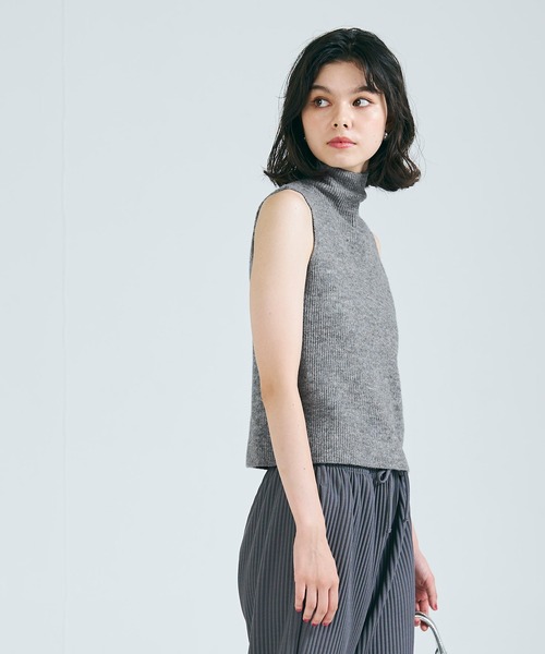coca(coca)(コカ)の「ハイネックノースリーブ メランジニットトップス(ニット/セーター・レディース・グレー/ピンク・S/M/L)」の4枚目の写真