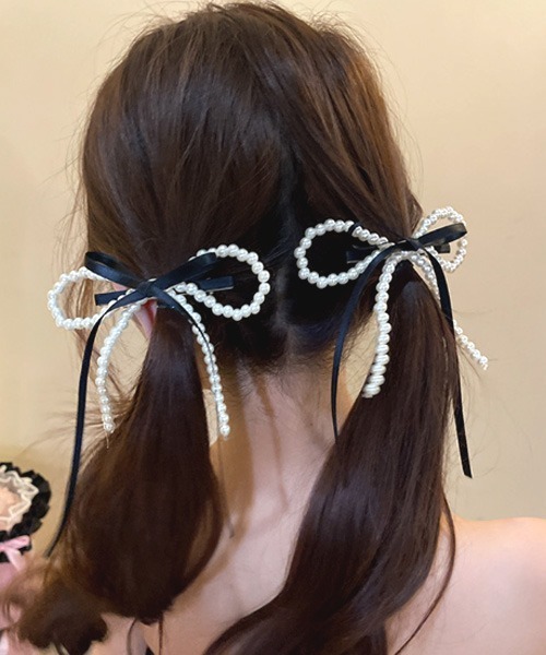 VIBGYOR Women(ヴィブジョー ウィメン)の「【urge select】パール×リボン ヘアクリップ(バレッタ/ヘアクリップ・レディース・ブラック/ライトブルー・FREE)」の5枚目の写真