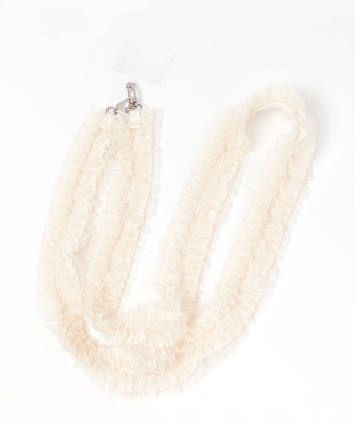 studio CLIP(スタディオクリップ)の「フリルシアースマホショルダー(スマホグッズ・レディース・オフホワイト/ブラック/ブラウン/ライトグレー・FREE)」の2枚目の写真