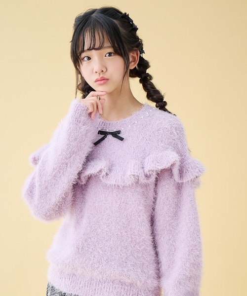 セール】フリルニットプルオーバー(130㎝～160㎝)（ニット/セーター 
