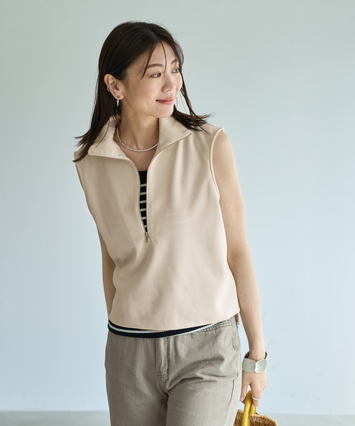 STYLE DELI(スタイルデリ)の「【匠ジョーゼット】ジップアップハイネックトップス(その他トップス・レディース・ホワイト系その他/ブラック・FREE)」の2枚目の写真