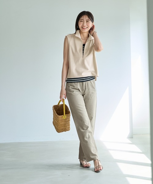 STYLE DELI(スタイルデリ)の「【匠ジョーゼット】ジップアップハイネックトップス(その他トップス・レディース・ホワイト系その他/ブラック・FREE)」の3枚目の写真