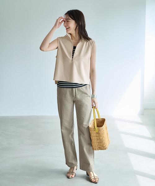 STYLE DELI(スタイルデリ)の「【匠ジョーゼット】ジップアップハイネックトップス(その他トップス・レディース・ホワイト系その他/ブラック・FREE)」の6枚目の写真