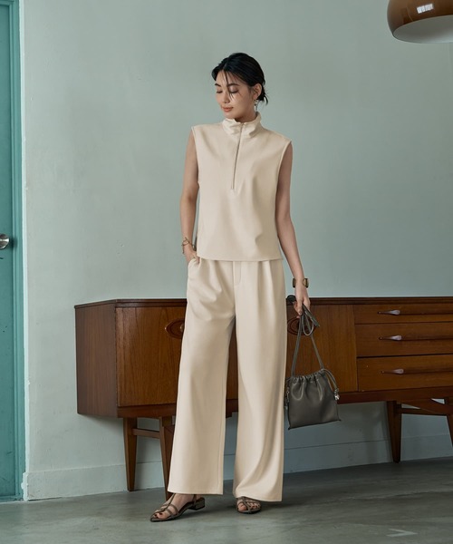 STYLE DELI(スタイルデリ)の「【匠ジョーゼット】ジップアップハイネックトップス(その他トップス・レディース・ホワイト系その他/ブラック・FREE)」の7枚目の写真