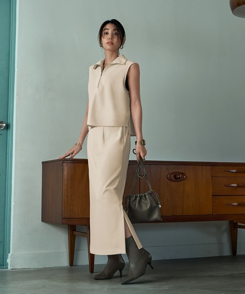 STYLE DELI(スタイルデリ)の「【匠ジョーゼット】ジップアップハイネックトップス(その他トップス・レディース・ホワイト系その他/ブラック・FREE)」の8枚目の写真