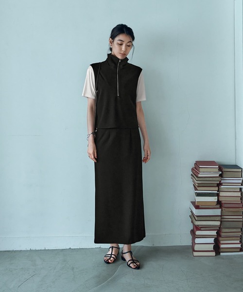 STYLE DELI(スタイルデリ)の「【匠ジョーゼット】ジップアップハイネックトップス(その他トップス・レディース・ホワイト系その他/ブラック・FREE)」の9枚目の写真