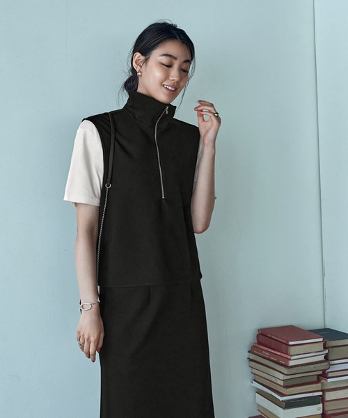 STYLE DELI(スタイルデリ)の「【匠ジョーゼット】ジップアップハイネックトップス(その他トップス・レディース・ホワイト系その他/ブラック・FREE)」の10枚目の写真