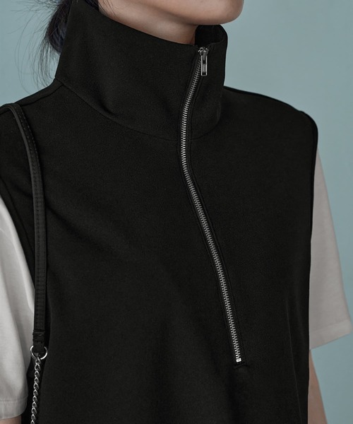 STYLE DELI(スタイルデリ)の「【匠ジョーゼット】ジップアップハイネックトップス(その他トップス・レディース・ホワイト系その他/ブラック・FREE)」の12枚目の写真