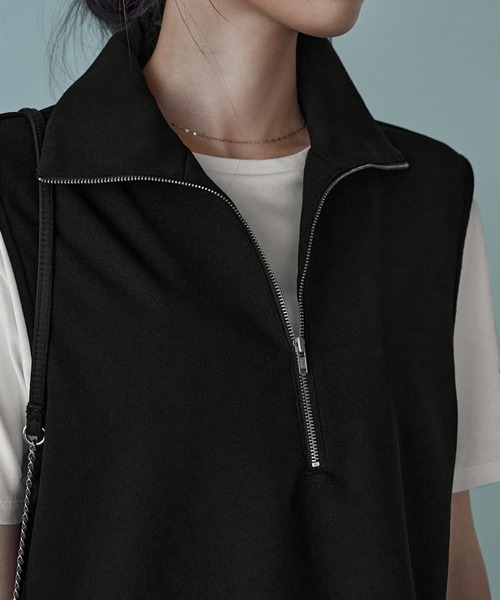 STYLE DELI(スタイルデリ)の「【匠ジョーゼット】ジップアップハイネックトップス(その他トップス・レディース・ホワイト系その他/ブラック・FREE)」の13枚目の写真